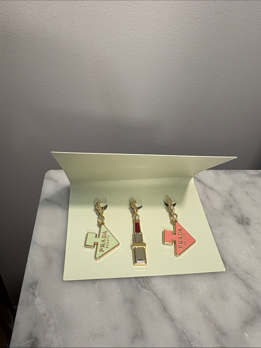 LIKE NEW PRADA BEAUTY Paradoxe Perfume Lipstick Charms Accessories Key Ring Set - Picture 3 of 9